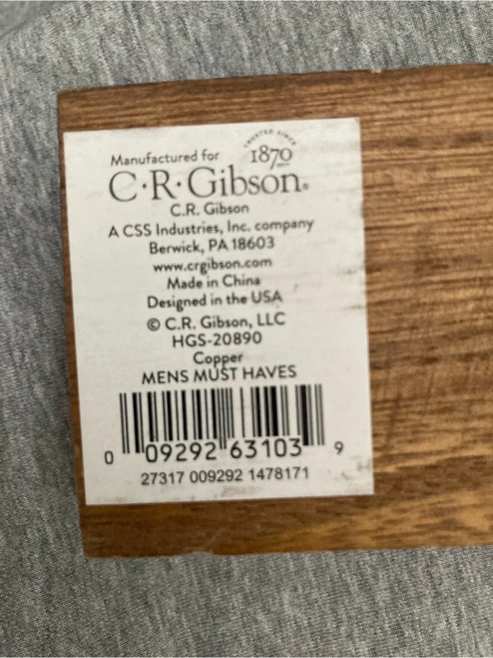 C R Gibson Gentleman Gift Set Copper - Money Clip, Clip, Cuff Links New In Box